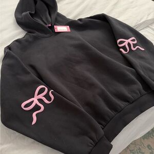 Black Hoodie with Pink Ribbon Accents